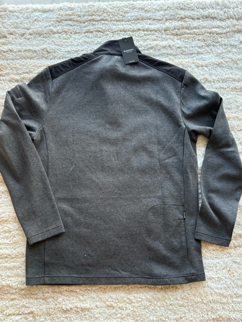 NWT Bugatchi Men's Grey Quarter-Zip Sweater Size Small